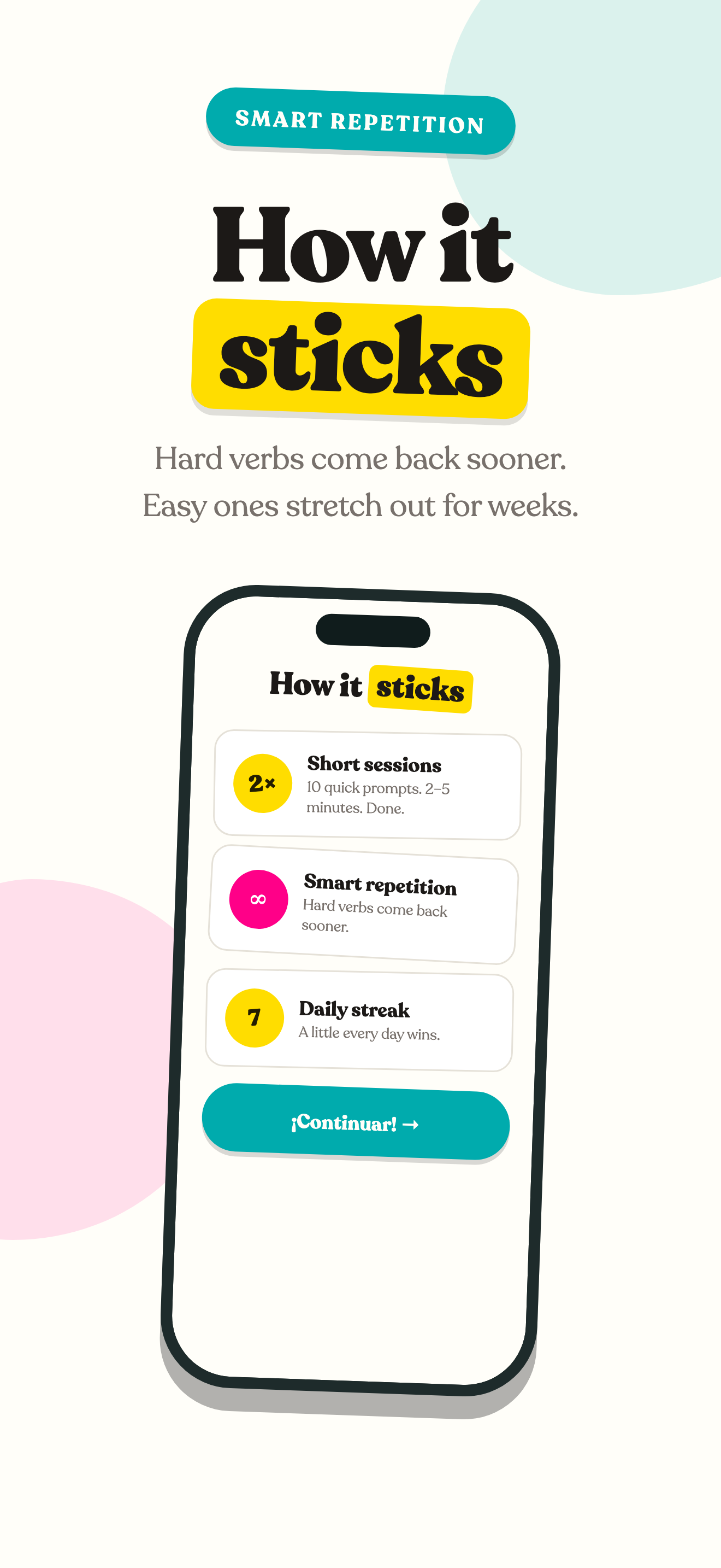 A HablaLora spaced-repetition conjugation quiz in progress